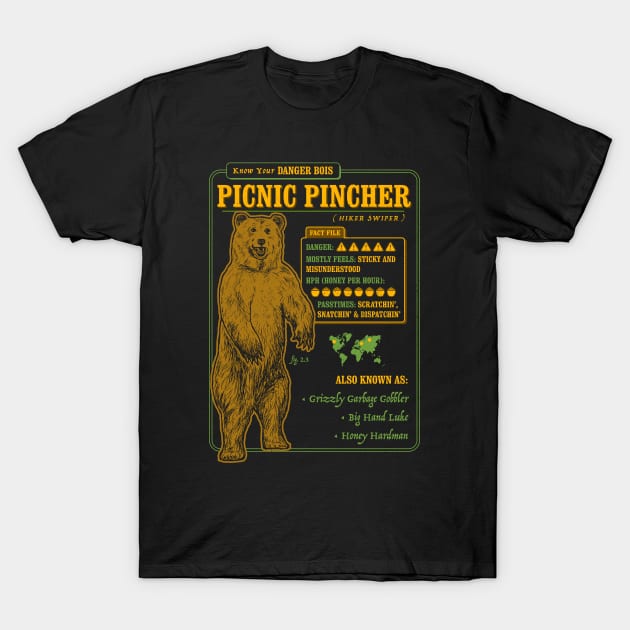 Funny Bear Fact File - Picnic Pincher T-Shirt by dumbshirts